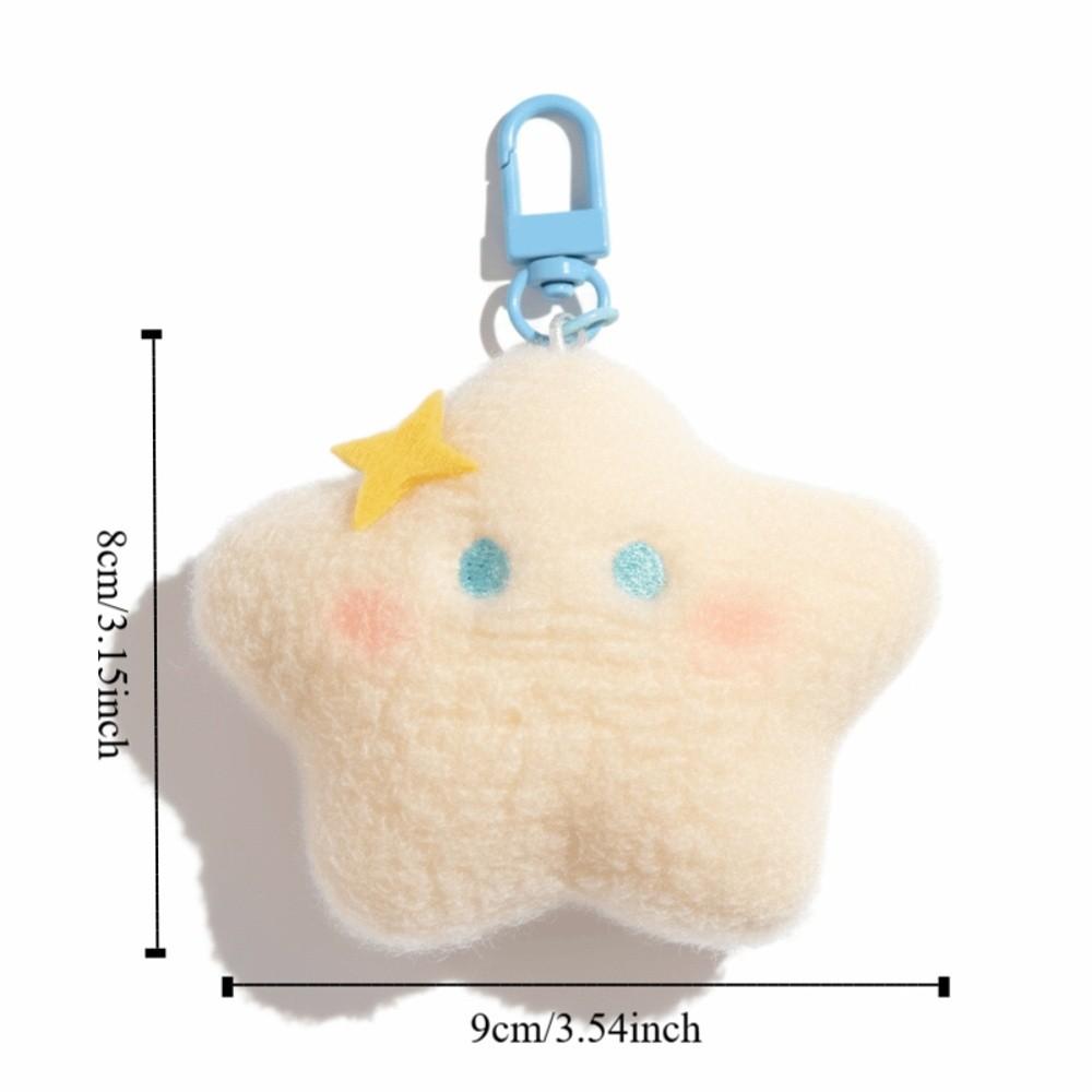 Cartoon Plush Star Pendant Good Luck Star Moon Keychain Key Ring Bag Hanging Charms Girls