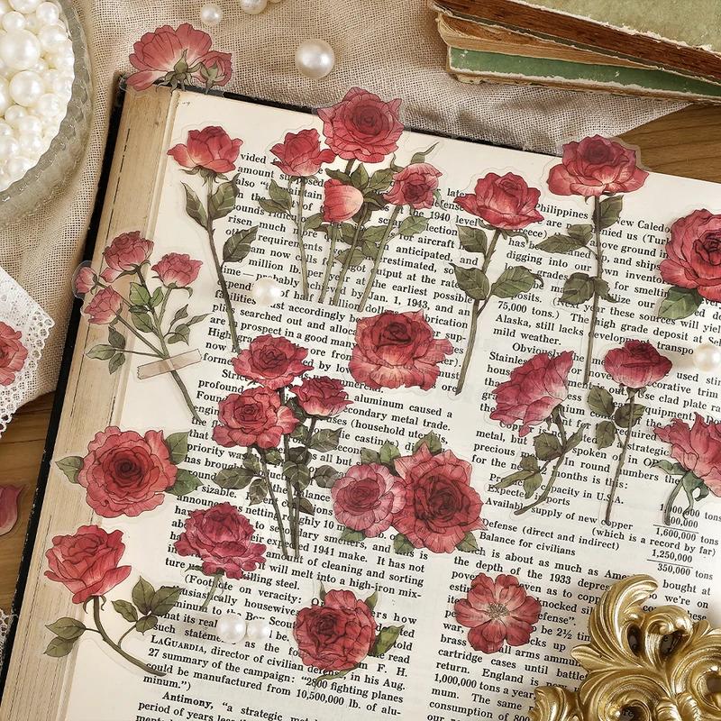 Rose Garden Theme Stickers, 20 pieces per pack, pet stickers, collage, scrapbooking background decorations, DIY crafts