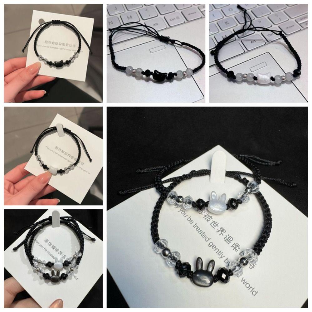 Cute Couple Bracelet Minimalist Design Cat Bracelet Fashion Rabbit Woven Bracelet  Couple Wear