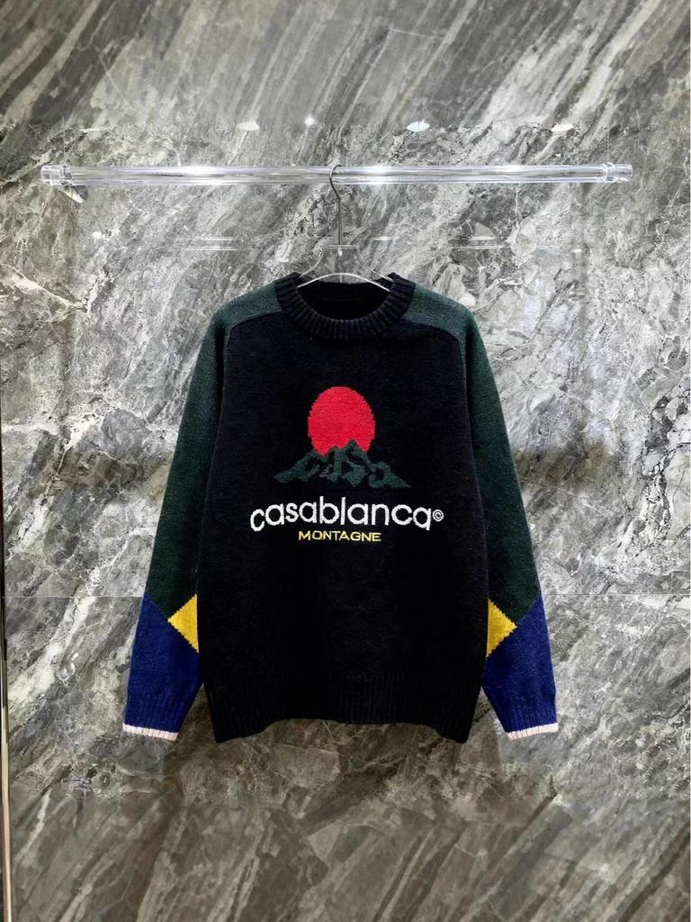 European Style CASA Knit Piqué Polo with Patchwork Pattern - Unisex Design Sweater