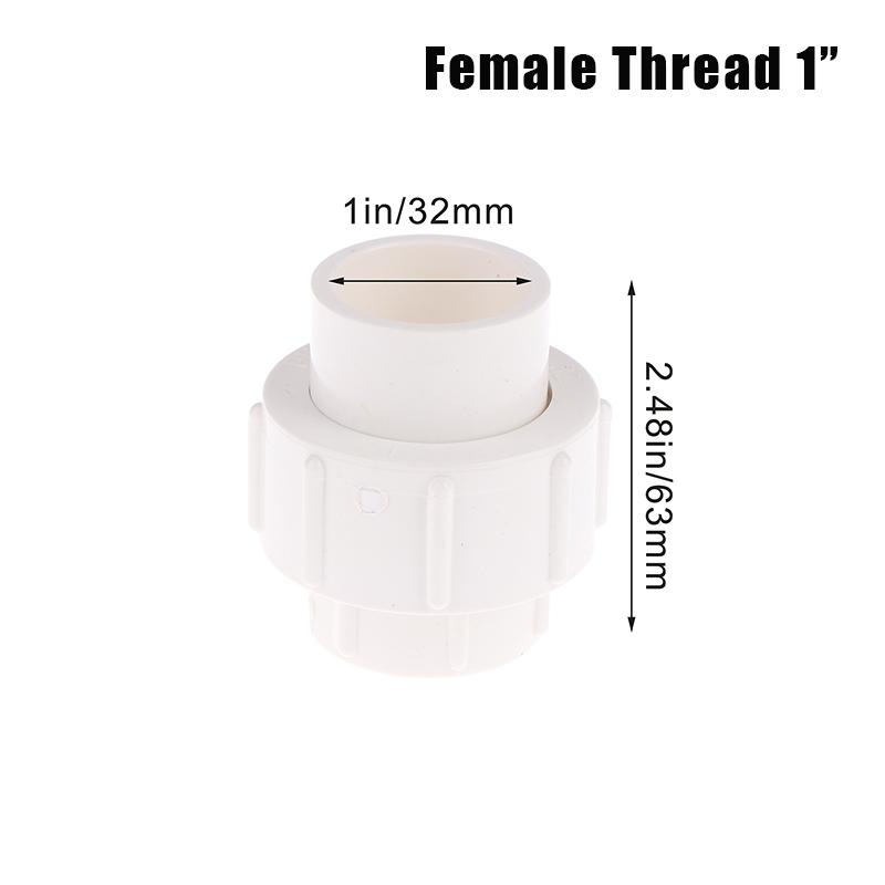 1Pc 1/2" 3/4" 1" &1 1/4"&1 1/2"Double Female Thread PVC Garden Watering Irrigation Fitting Connector Fish Tank Detachable Joint