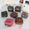 New Retro Plaid Small Square Cosmetic Organizer Bags Women Lipstick Case Mini Makeup Bag Sanitary Pad Pouch Travel Toiletry Bag