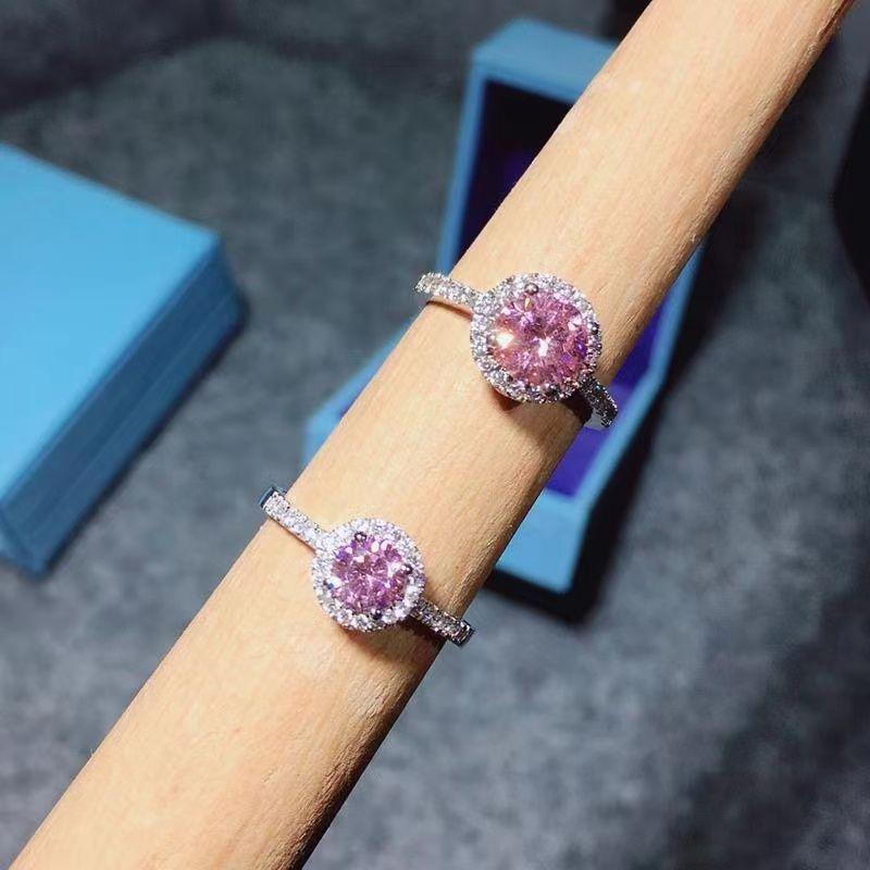 Romantic  Inlaid Pink Diamond Engagement Ring Gemstone Rings for Women Fashionable and Elegant Wedding Jewelry Adjustable