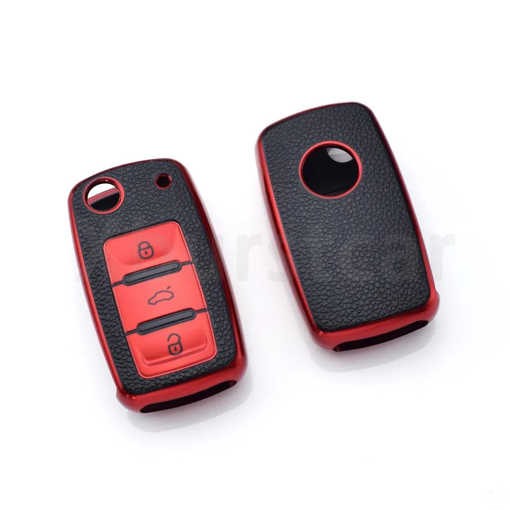 For Vw Volkswagen Skoda Octavia Kodiaq Seat Leon Altea Beetle Tiguan Polo Golf Passat Auto Shell Fob Tpu Car Flip Key Case Cover