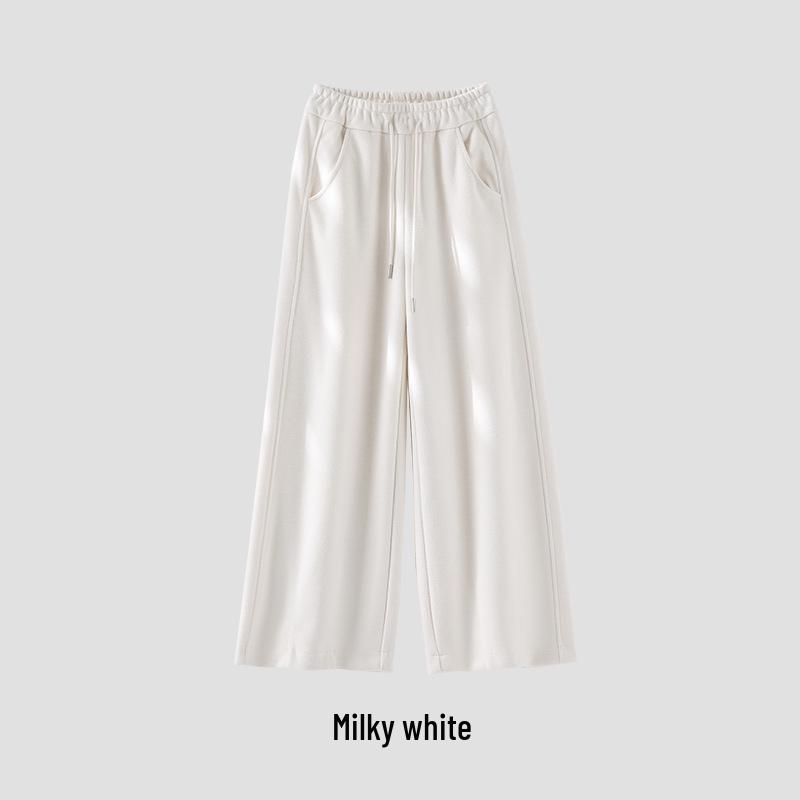 Rongtai Women s Silk Cashmere High-Waisted Wool Pants - 2025 Autumn/Winter Soft Tie-Waist Casual Sweatpants XL