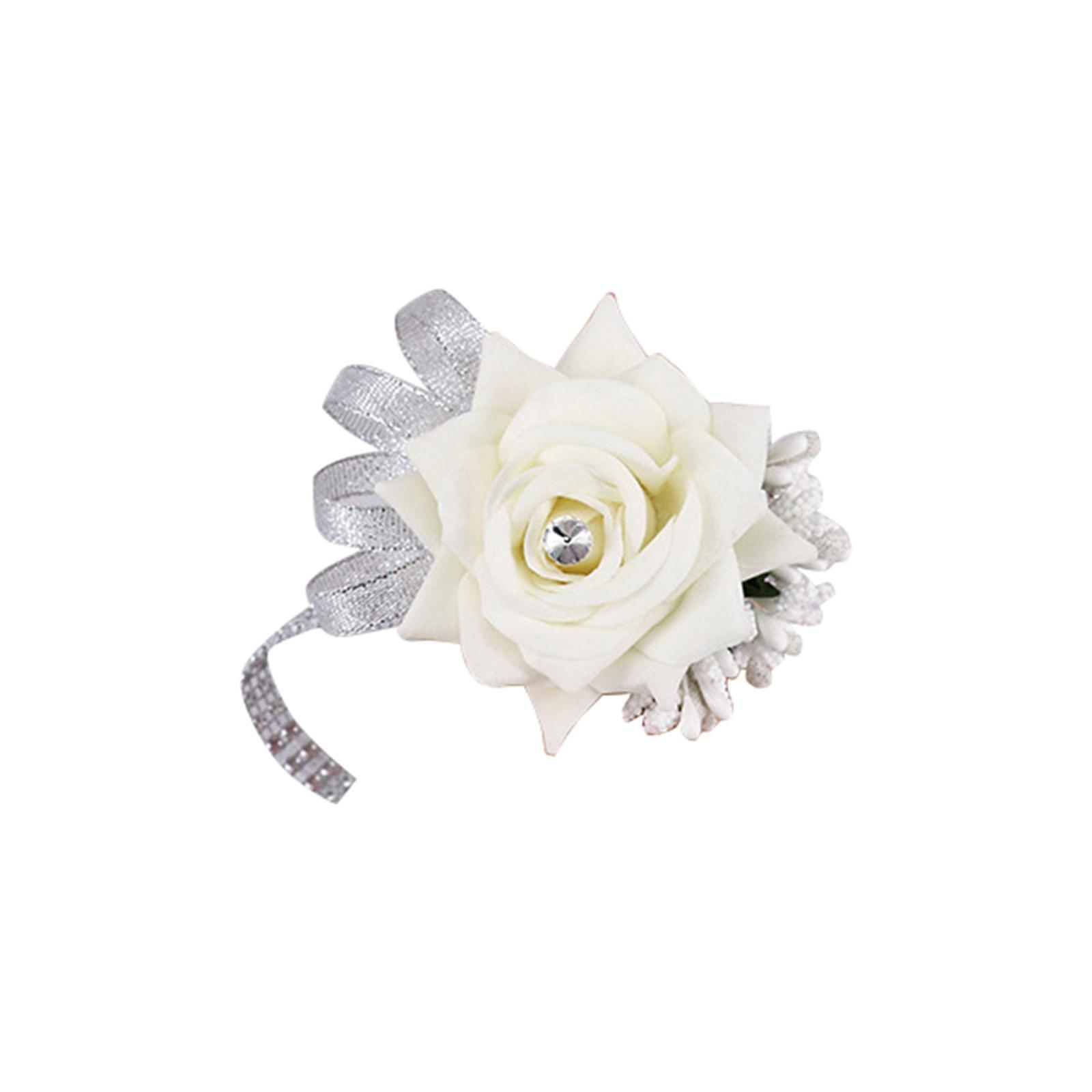 

Браслет-корсаж на запястье, корсаж и корсаж для выпускного вечера, роза, корсаж, браслет-корсаж, набор для свадьбы, годовщины, выпускного вечера One Size белый