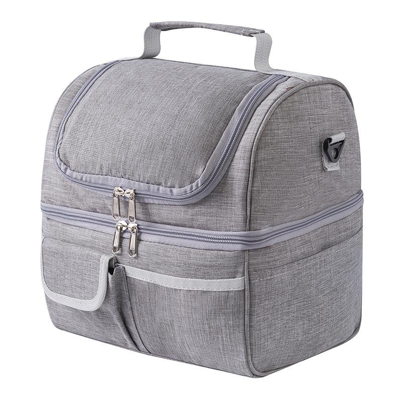 

Large Capacity Picnic Storage Bag Handheld Work Lunch Bag Double Layer Insulated Lunch Bag Single Shoulder Food Storage Bag серый