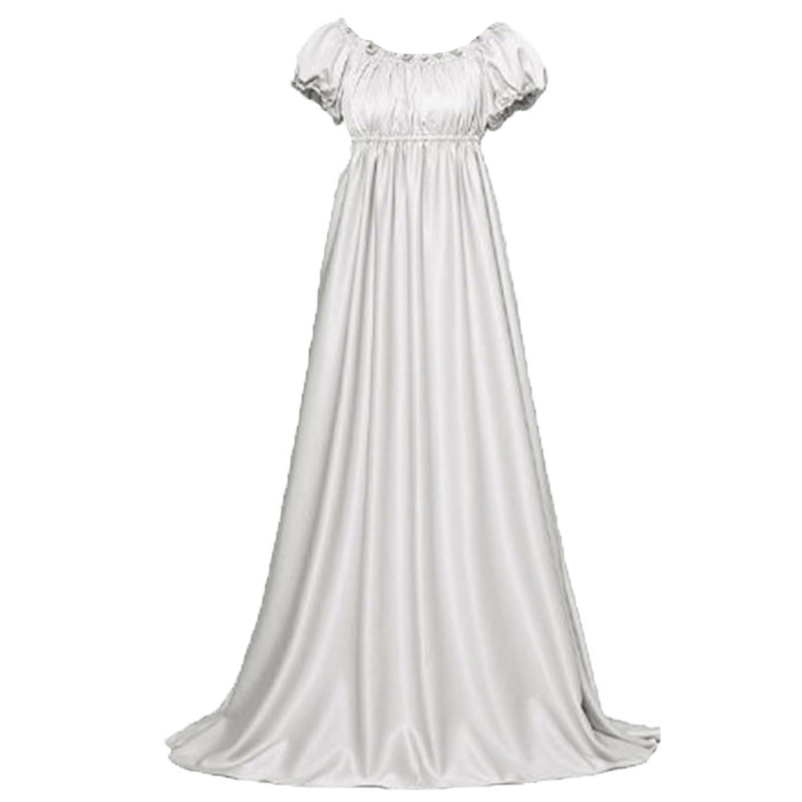 

Женские платья макси с круглым вырезом, плиссированное платье, придворный костюм, свадебное платье с юбкой-солнце L белый