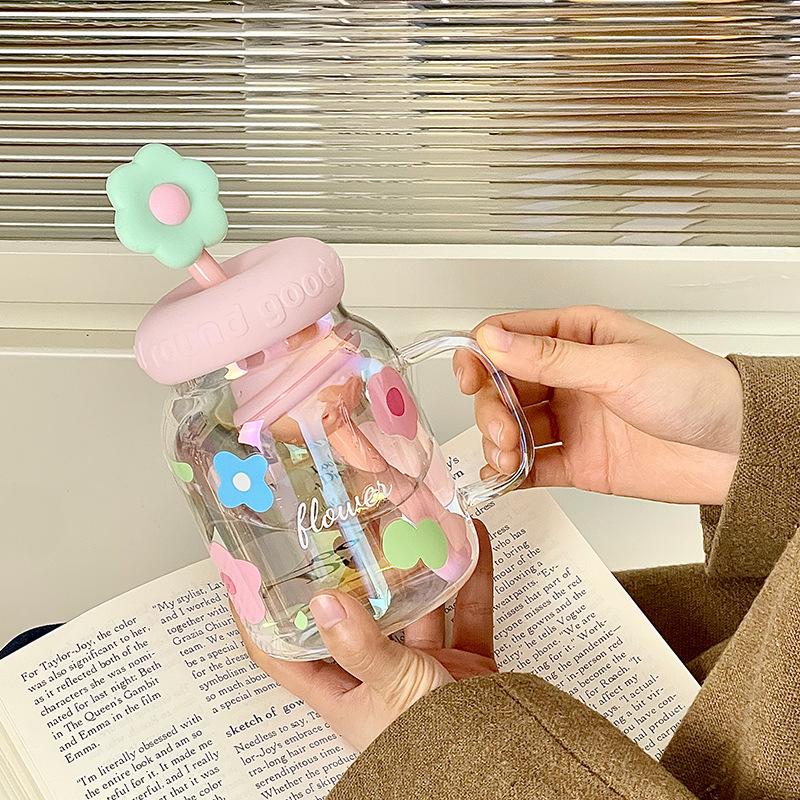 Water cup Large capacity glass High temperature resistant girls High value straw Tea separation cup New water cup