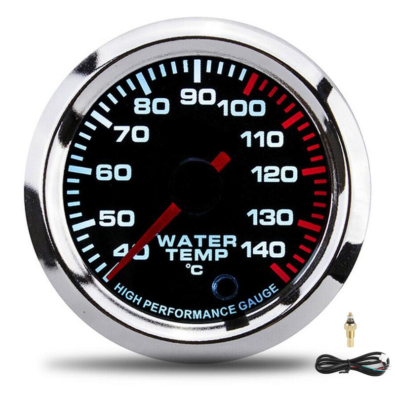 Water Temp Gauge Temperature Meter 7 Color LED Display 52mm 12V W/Sensor 40-140℃ Water Temp Sensor Gauge