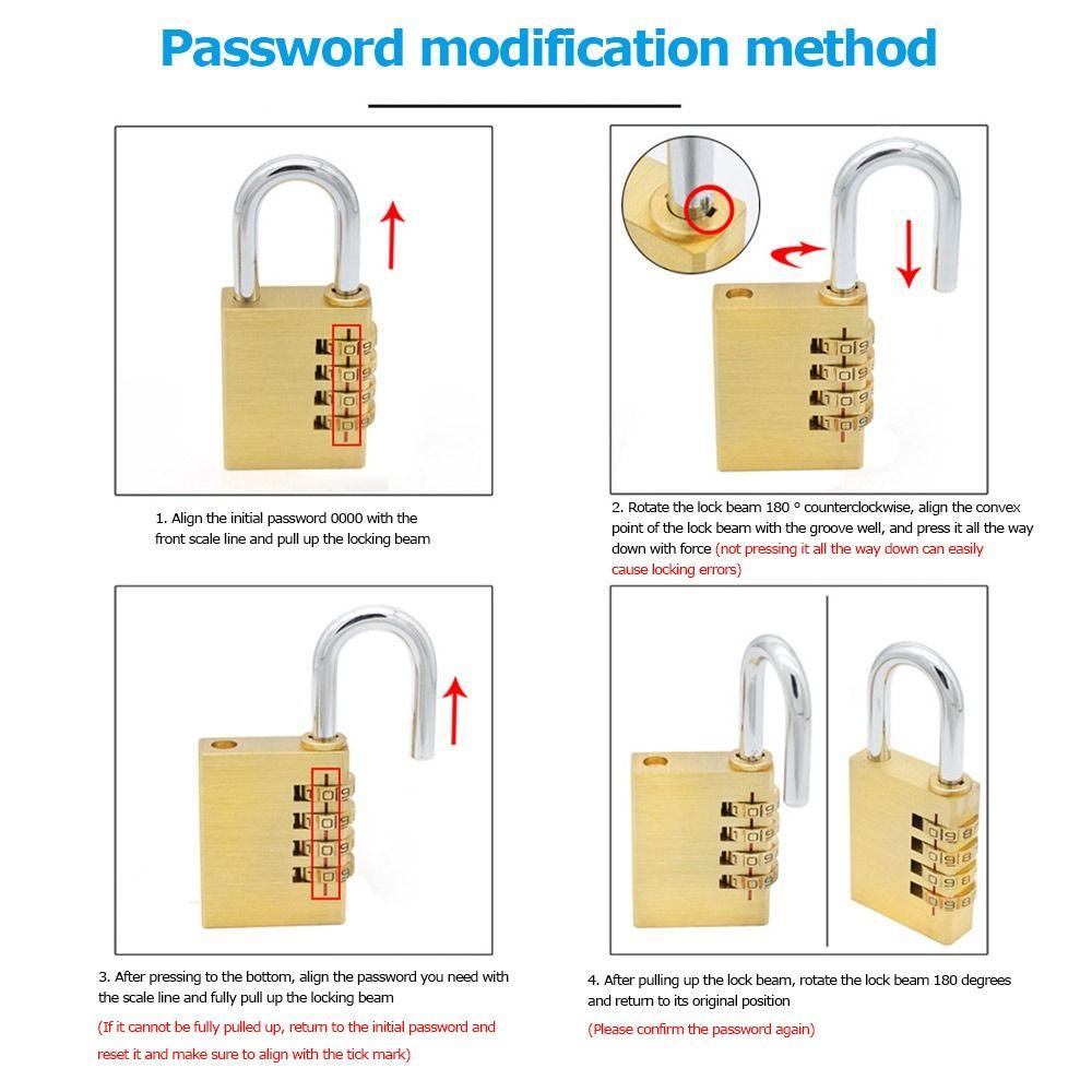 Travelling Combination Padlock Brass Code Lock Mini Number Password Lock Door