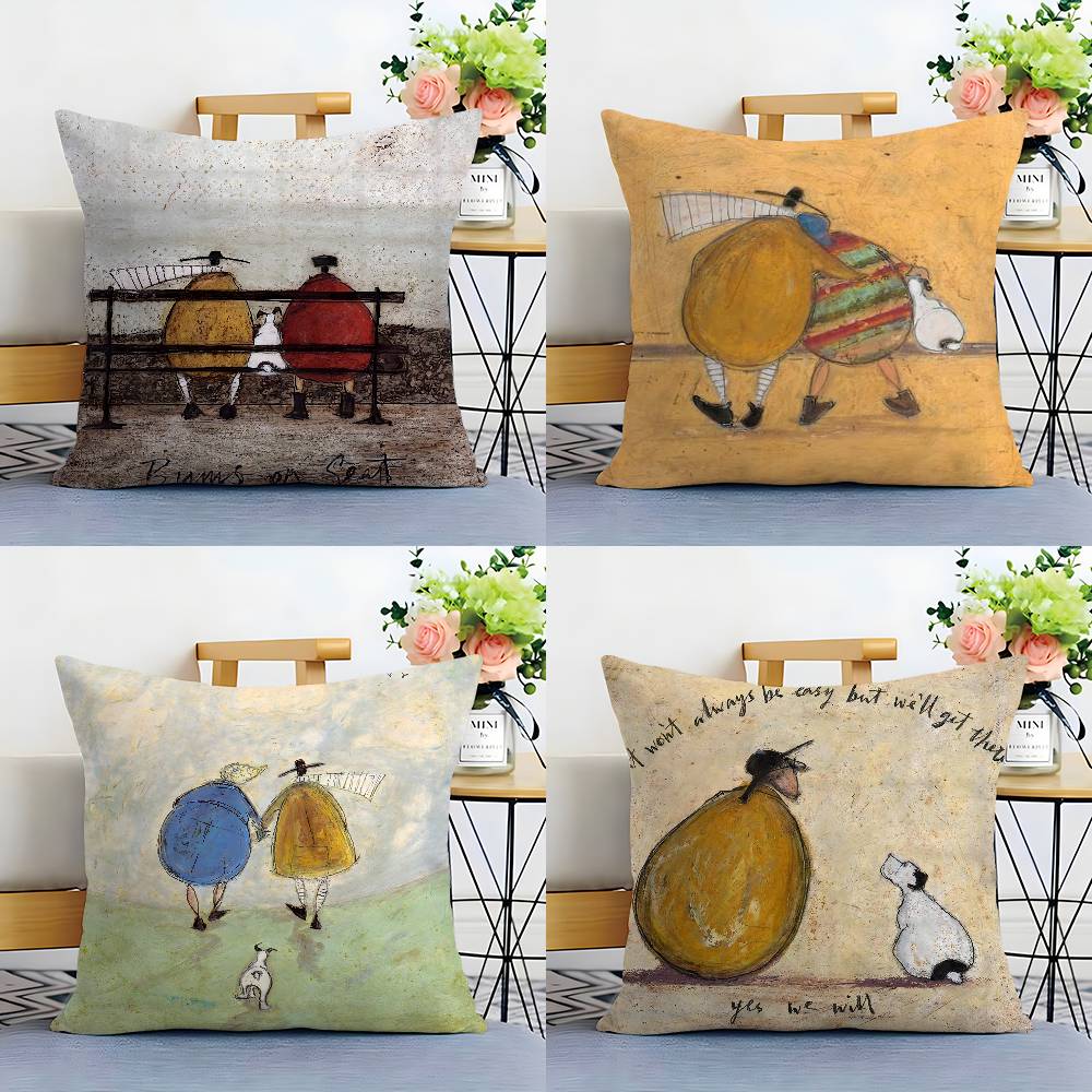Panika Chen Unisex Painting S-Sam Toft Art Pillow Case Plush Fabric Soft Double Sided Print Sofa Cushion Cover Throw Pillow Covers