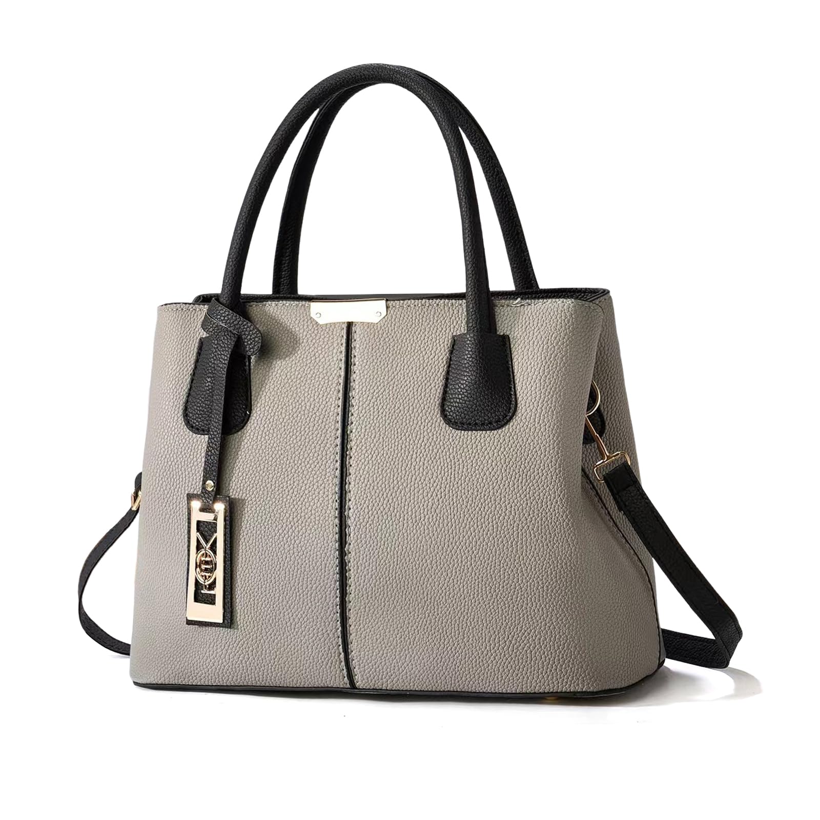 

NICOLE & DORIS Women s 2-Way ShoulderCrossbody Bag, Large Capacity, Waterproof, Divided, Studs on the Bottom, Charm Included, Solid PU Leather,