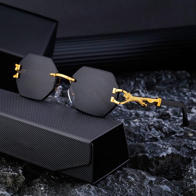 Vintage Imitation Wood Grain Leopard Glasses Legs Sunglasses Men'S Box Trimmed Driving Sunglasses Men'S Shades