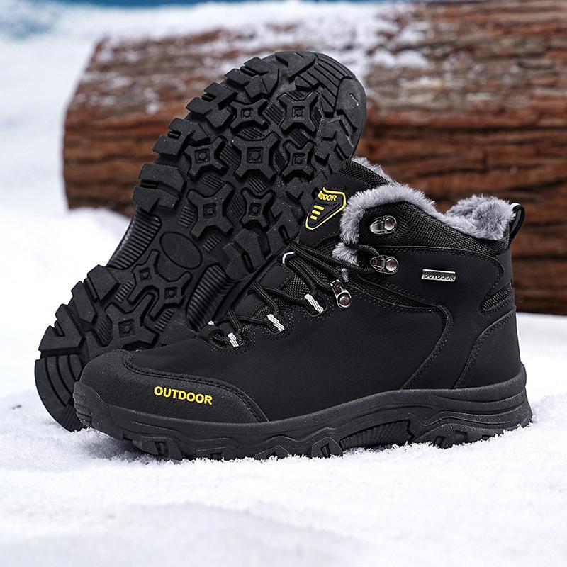 Pehmed matkajalatsid Meeste PU-nahast lumesaapad Libisemisvastased Talvised Soojad Välisjalatsid Suurused 39-46 Soojad Kõrge säärega pahkluu saapad