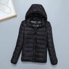 Light down jacket women's short stand-up collar hooded fashion autumn and winter thin large size women's clothing slim-fitting portable jacket