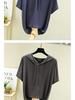 T-shirt à capuche manches courtes en modal pour femme Printemps/Été - Haut de base léger coupe ample