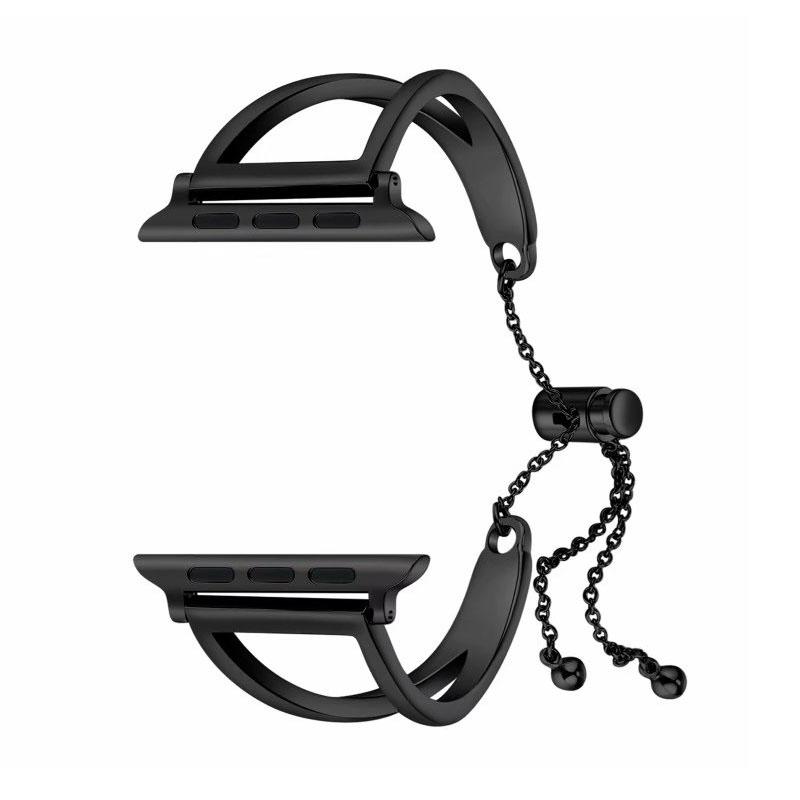 

Металлический ремешок для Apple Watch Series 8, 7, 6 SE, 5, 4, 3, 2, браслет 42 мм, 45 мм, 44 мм, браслет из нержавеющей стали для iWatch 49 мм, 41 мм, 40 мм 42/44/45/49mm чёрный