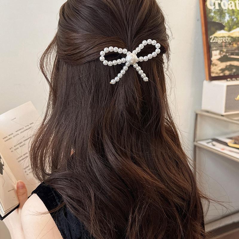 Damen Perlen Schleife Haar Pony Clip Haarnadel Spange Haar Seitenklemme Für Mädchen Haarschmuck