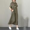 IHUASU Fashion Summer Spring Solid Color Print Short Sleeve POLO Neck Casual Dresses