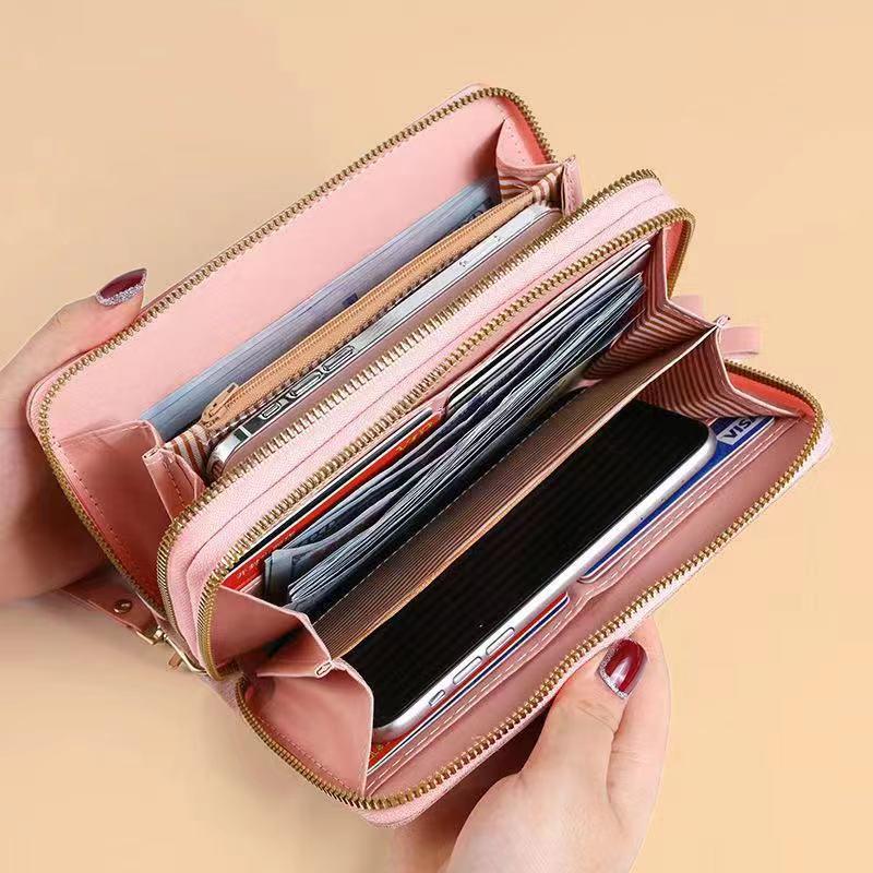 Women's 2024 Double Zipper Long Wallet - Korean Style Multi-Card Coin Purse