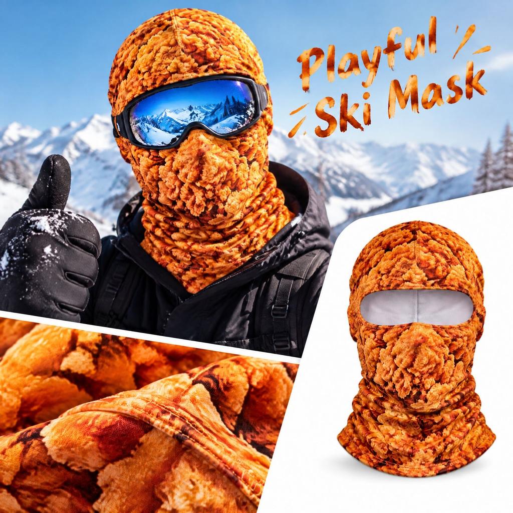 Novelty Ski Mask with Food Design, Random 1, for Winter Outdoor Sports and Cold Weather Activities