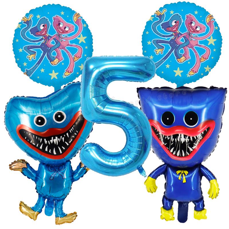 Game Huggy Wuggy Number Balloons Decoration Poppy Playtime Birthday Party Ballon Set Baby Shower Cartoon Round Foil Balloon