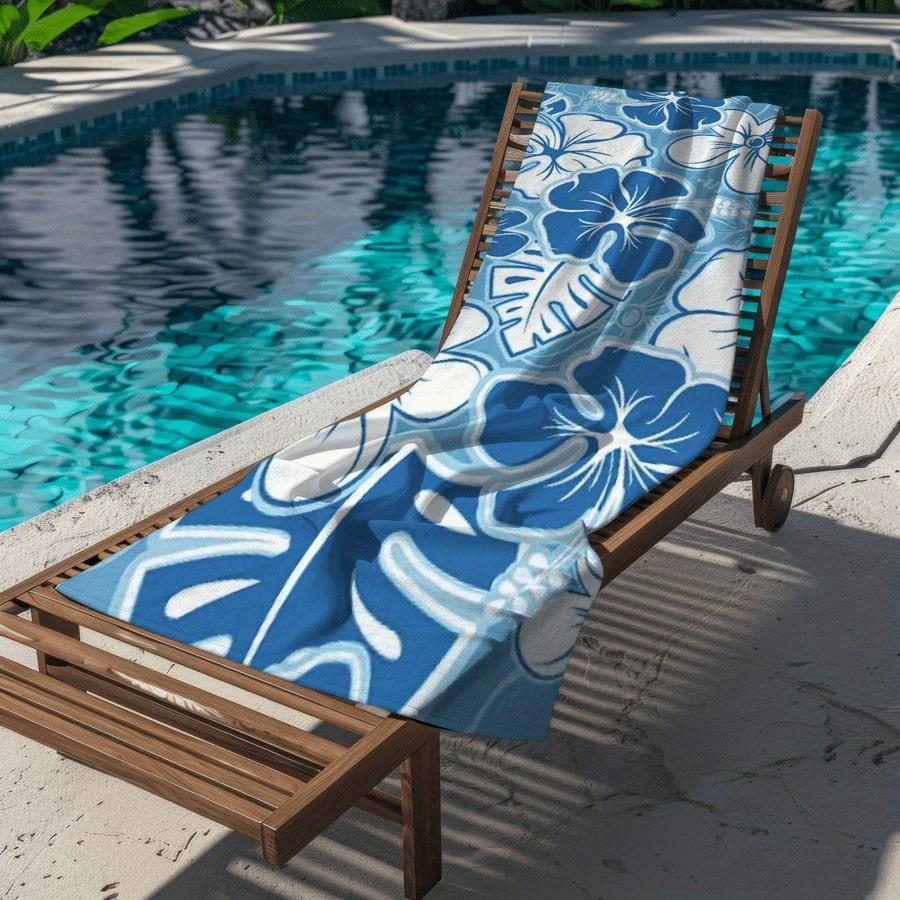 Blauer Hibiskus Strandtuch Einseitiger Druck Tropisches Weiches Strandtuch Strand Pool Badezimmer Handtuch Erfrischende Atmosphäre Zubehör Geschenk