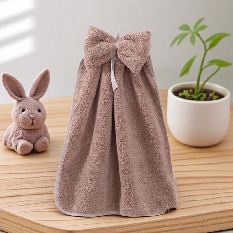 

Super Soft Absorbent Kitchen Towel Cute Hanging Dish Towel Thick Coral Fleece Hand Towel for Bathroom Home Decor Sanitary Napkin коричневый