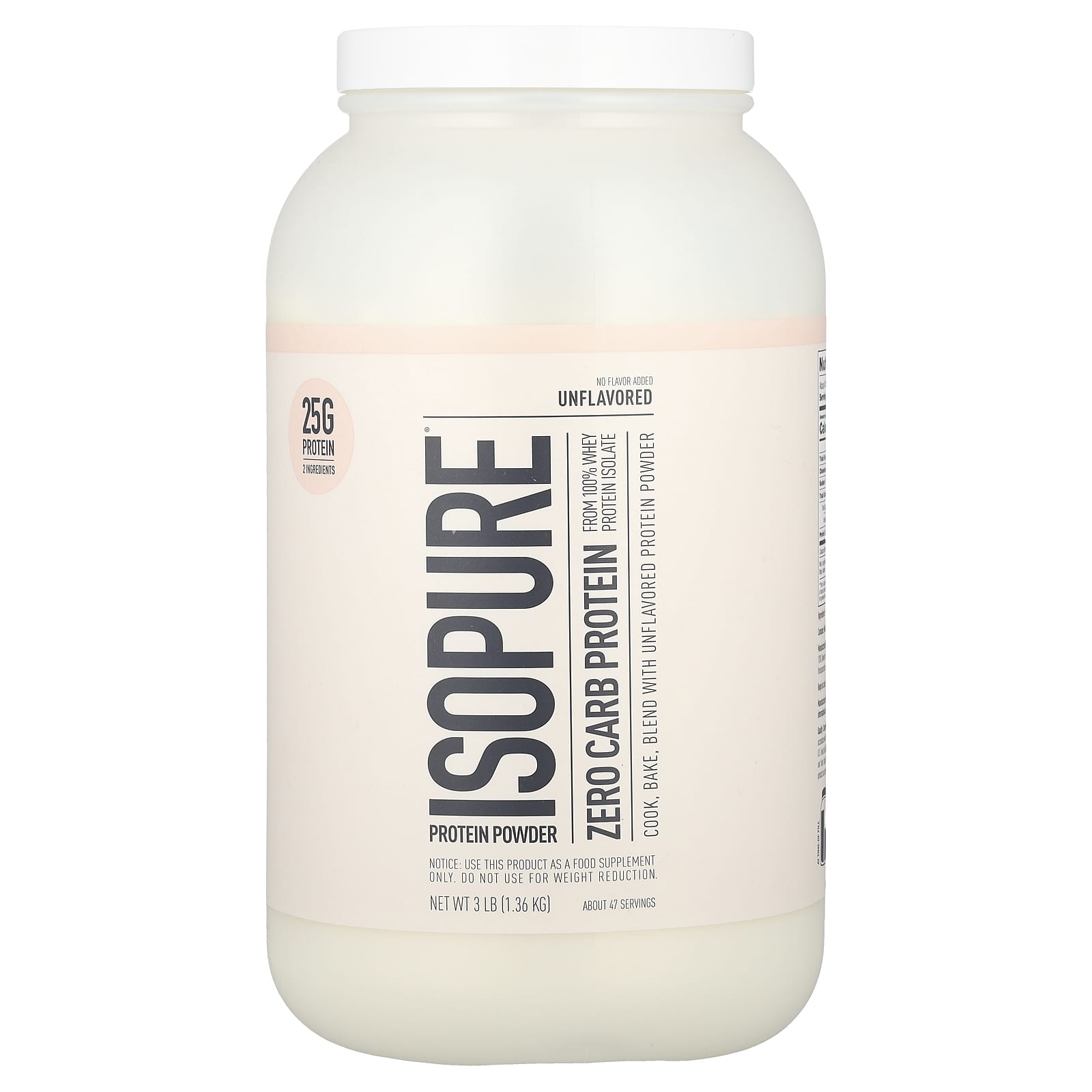 

Zero Carb Protein Powder, Unflavored, 1.36Kg(3Lb)