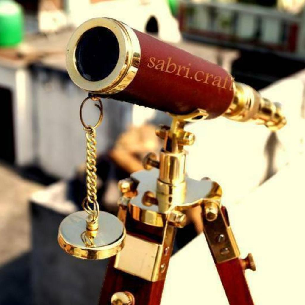 Handgemaakte Antiek Messing Spionnenkijker Telescoop Verstelbaar Statief Tafelblad Replica