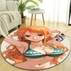 1pc Nami  Print Round Carpet Chair Round Carpet Suitable for Bedroom Living Room Home Decorative Carpet