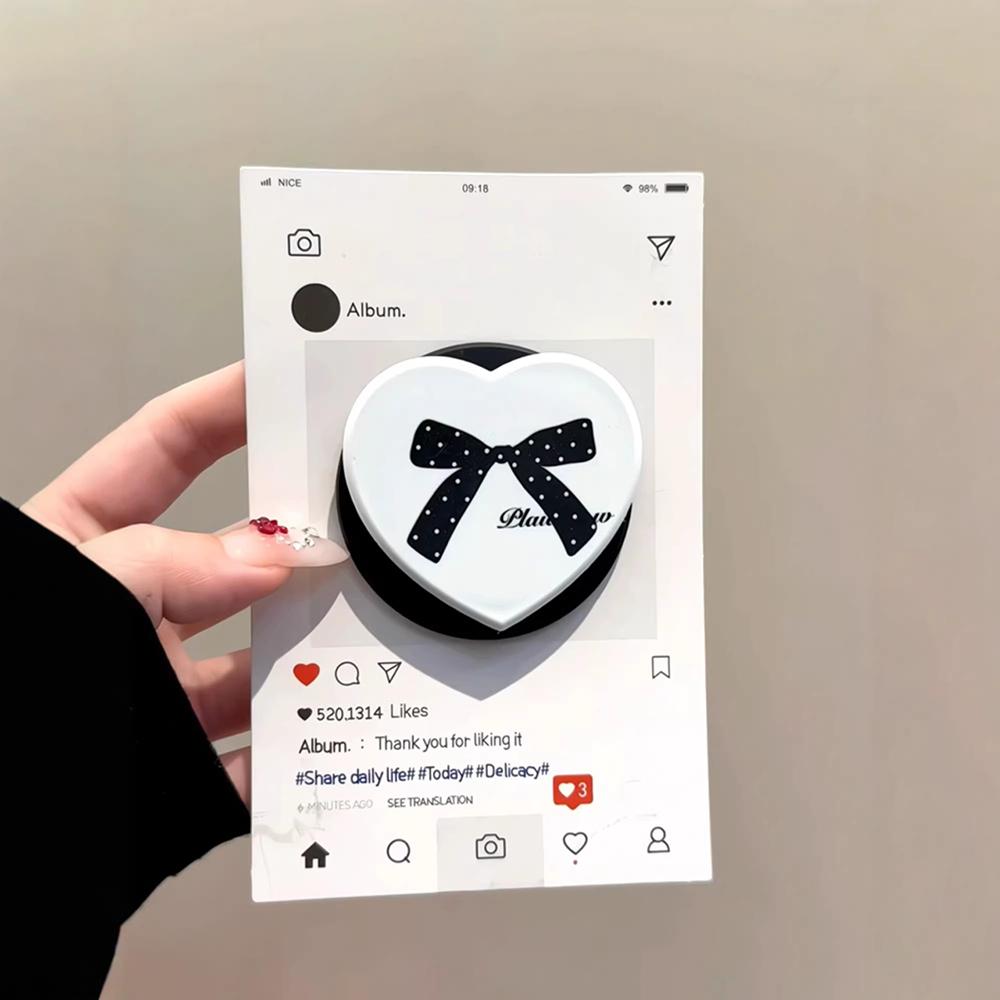 

Black White Polka Dot Cute Bowknot Magnetic Grip Tok Case for iPhone 16pro 15pro 17 Pro Max Wireless Charge for Magsafe Cover iPhone17 Pro Max