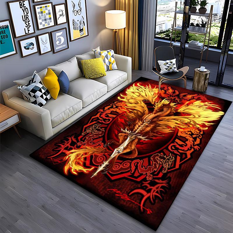 Alfombra grande con diseño de dragón de dibujos animados en 3D, alfombras para decoración de sala de estar y dormitorio, alfombrilla antideslizante para baño y cocina, regalo