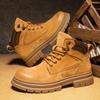 Men's Retro British-Style Outdoor Hiking High-Top Yellow Boots
