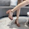 Fashion Women's New Autumn Coarse Heel Single Shoes Round Head Shallow Mouth Suede Thick Sole Anti-slip Wear-resistant High Heels