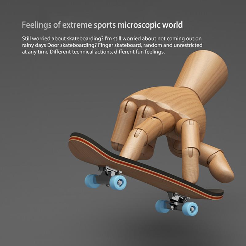 1Set Finger Skateboard Wooden Fingerboard Toy Professional Stents Fingers Skate Set Novelty Children Christmas Gift Puzzle Toy