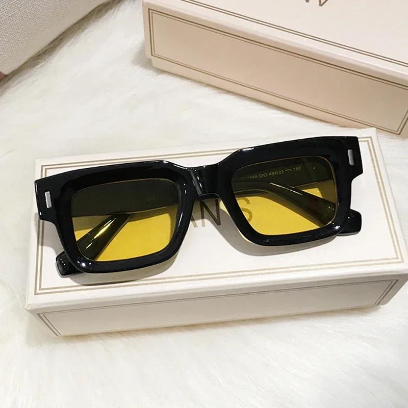 Brand Designer Square Sunglasses Women Men Ocean Color Shades Sun Glasses Female Fashion Rectangle Rivet Oculos De Sol
