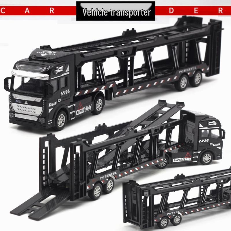 Children's Alloy Transport Toy: Pull-Back Fire Truck, Trailer, Tank & Excavator