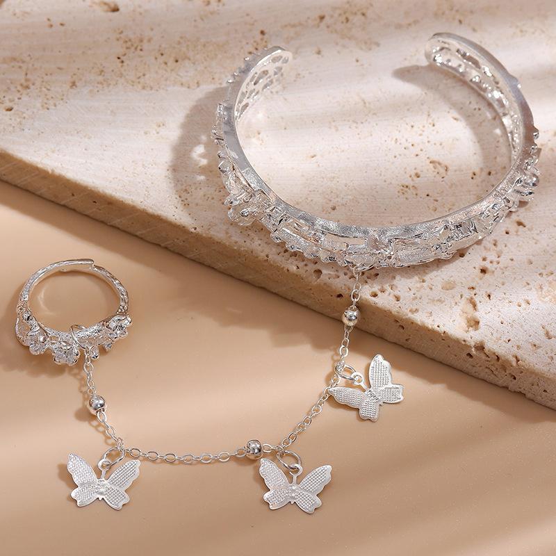 Anime Tian Guan Ci Fu Bracelet With Bell Ring Hua Cheng Xie Lian Adjustable Butterfly Finger Rings Pendant Jewelry Accessories