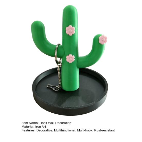 3D Printed Cactus Jewelry Holder, Desktop Jewelry Organizer, Jewelry Display Rack with Cute Pink Flower Design for Rings Earrings Bracelets Necklace,