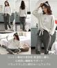 Pajamas for Long Long Cute Crew Roomwear [MowaLef] Women, 100% Cotton, Spring/Summer, Sleeves, Pants, Cotton, Nightwear, Neck, (L, Gray)