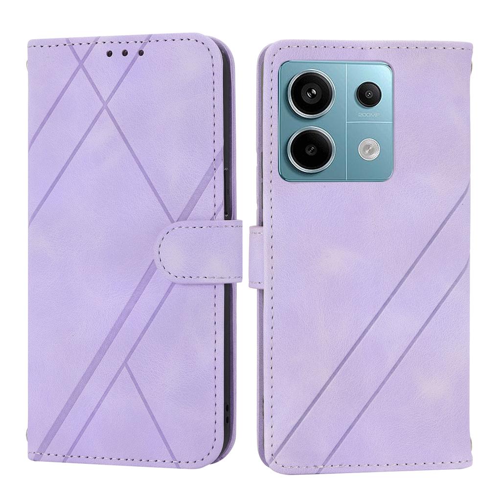 For Xiaomi Redmi Note 13 Pro 5G/Poco X6 5G Wallet Case PU Leather+TPU Phone Cover Imprinted Line