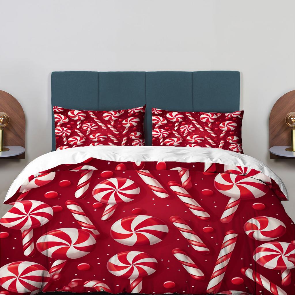 Christmas Candy Duvet Cover Set Comfortable Exquisite And Beautiful Bedding Decorations Suitable For Children Kids And Adults