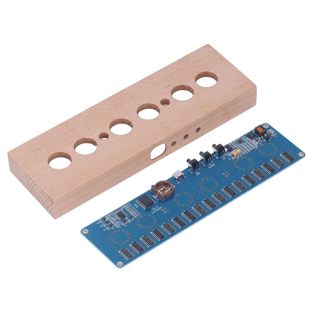 DIY IN14 Glow Tube Clock Kit Beech Wood Shell Module Lamps Assembly USB 5V Interface