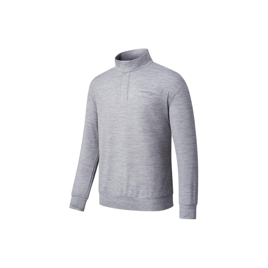SAUCONY Sports Lifestyle Series Stand Collar Pullover Letter Drop Shoulder Long Sleeve Knit Sweater Men Sweater Light-Flower-Gray SC2249104A-MG23