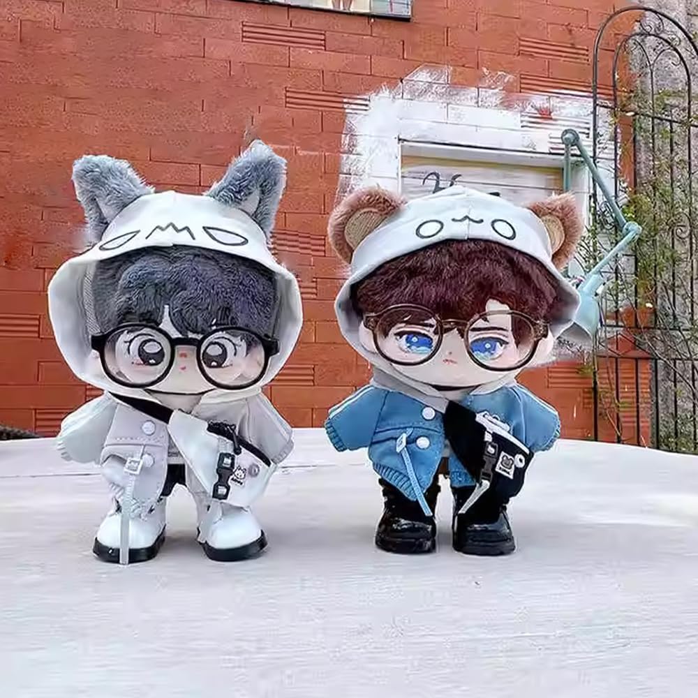 niannyyhouse 10cm 15cm 20cm Plush Toy Outfit Set: Hoodie, Vest, Pants, Backpack, Glasses, Shoes, Wolf and Bear Costume, Cotton Doll Dress-Up