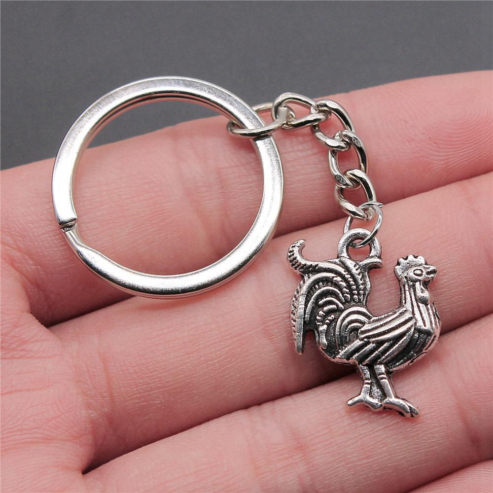 Poultry Farm Chicken Rooster Keychain for Men High Quality Initial New Year Gift Hip Hop Bag Accessory
