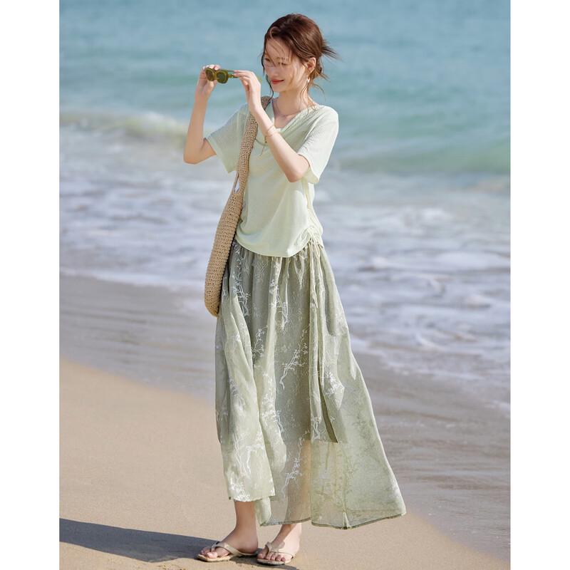 Shang Jing Women's French Romantic Resort Two-Piece Skirt Set