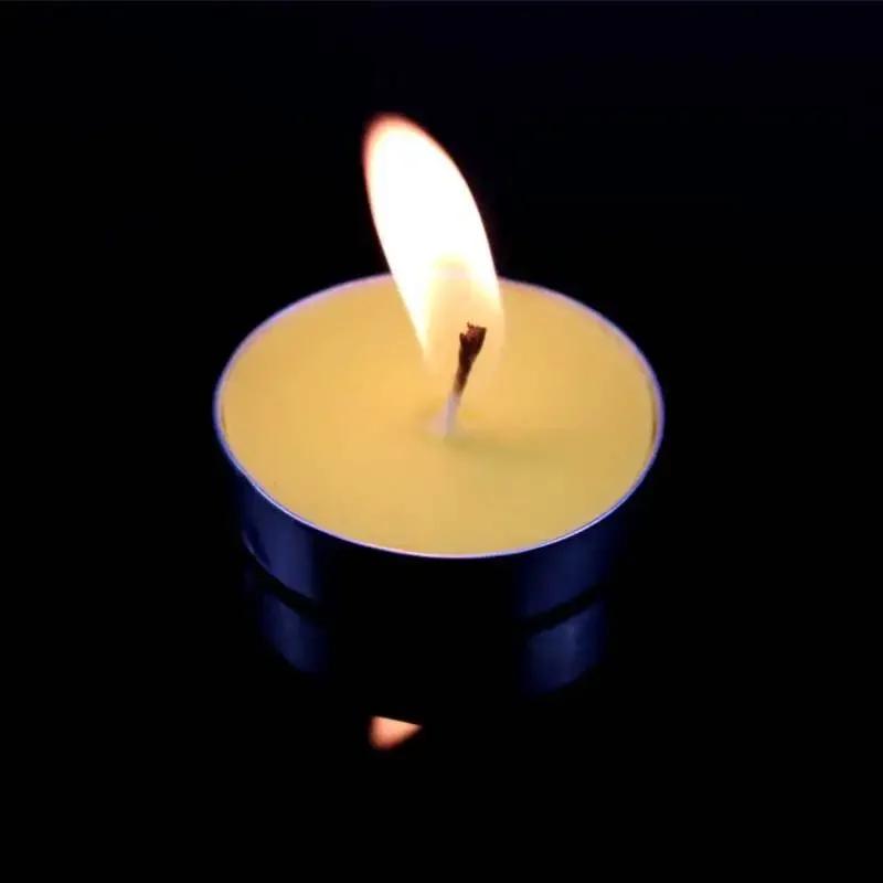 50 Pieces of Round Paraffin Wax Candle Romantic Layout Smokeless Wedding Lover Proposal Confession Smokeless Tea Wax Candle Jars